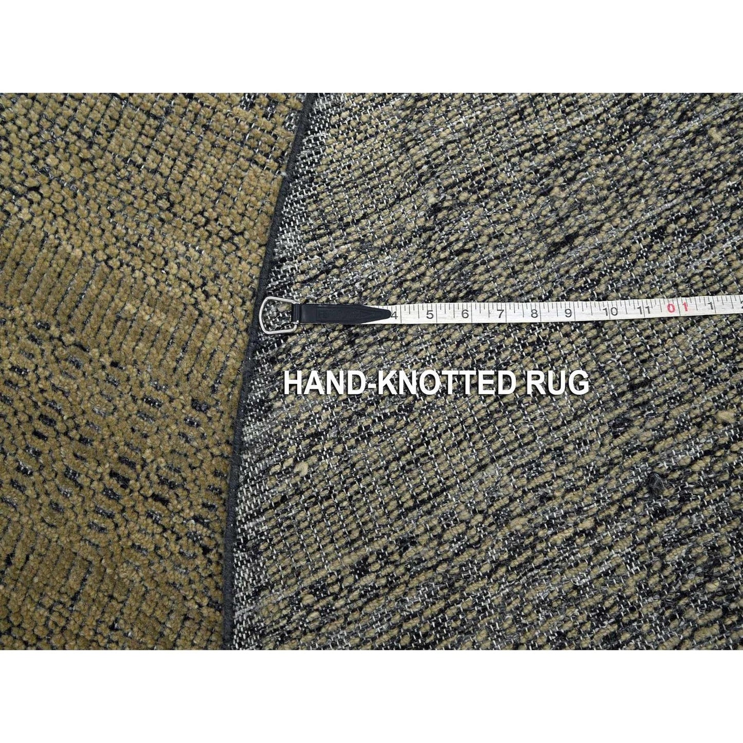 6'1"X6'1" Brown Hand Knotted Rug Pure Wool Oxidized Grass Design Round