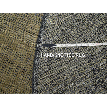 6'1"X6'1" Brown Hand Knotted Rug Pure Wool Oxidized Grass Design Round