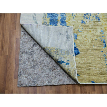 10'2"X13'8" Ivory Colorful Modern Abstract Design Hand Knotted Wool Rug