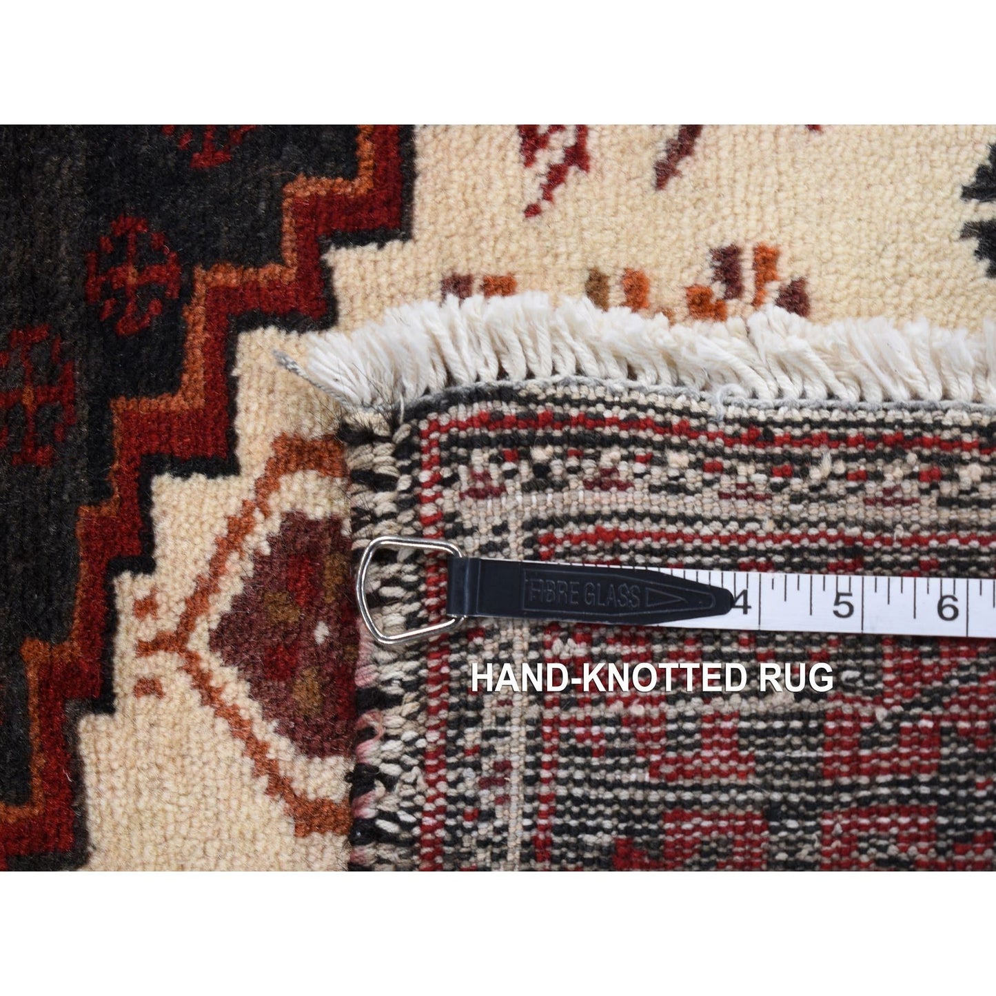 3'8"X8' Red Vintage Zoroastrian Balooch Wool Hand Knotted Wide Runner Rug