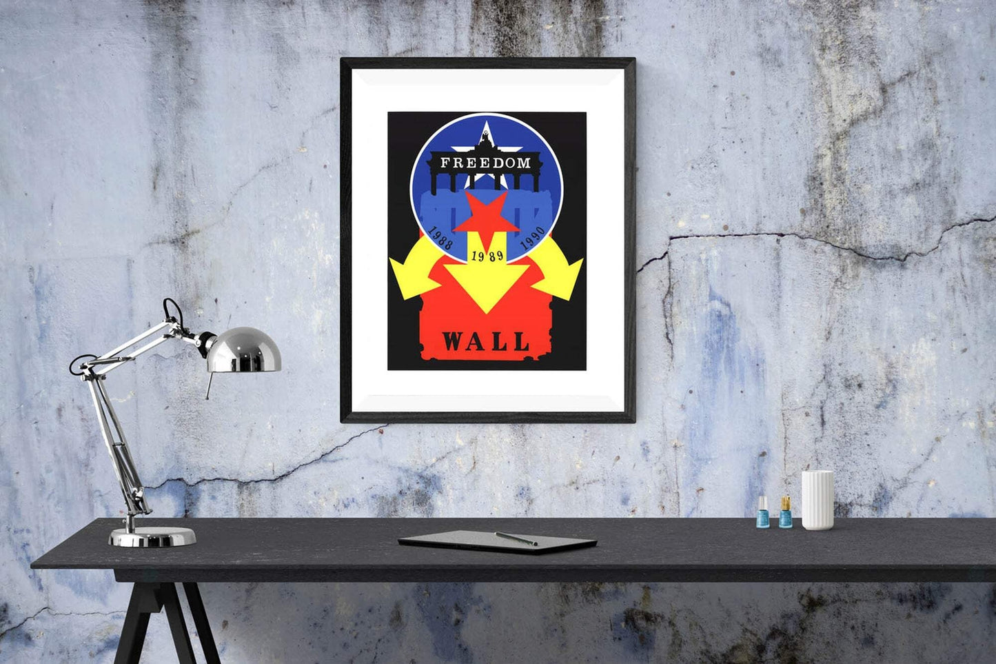 Yello ROBERT INDIANA The Wall 22" x 17" Serigraph 1997 Pop Art Black Blue Red