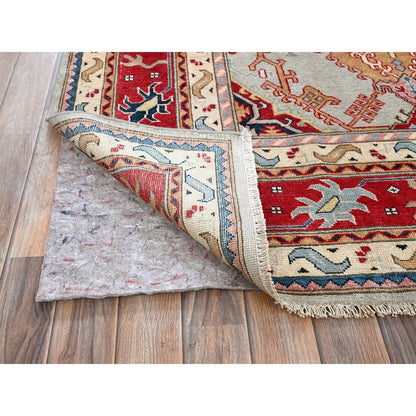 7'10"X9'10" Whisper Green Afghan Oushak Design 100% Wool Hand Knotted Rug