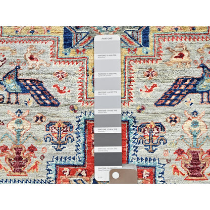 2'7"X7'4" Gray Hand Knotted Rug All Wool Caucasian Design Runner Oriental