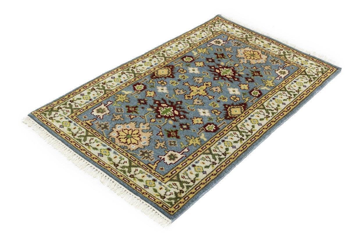 Hand-knotted gray floral chobi rug oriental farmhouse decor carpet