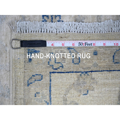 2'6"X19'5" Ivory Hand Knotted Wool White Wash Peshawar Xl Runner Rug