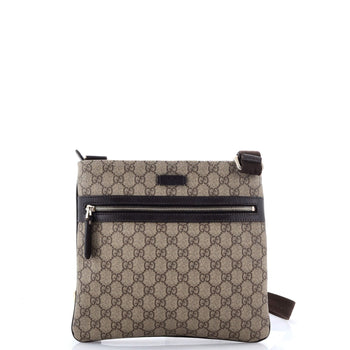 Medium Gucci Front Zip Flat Messenger Bag GG Coated Canvas