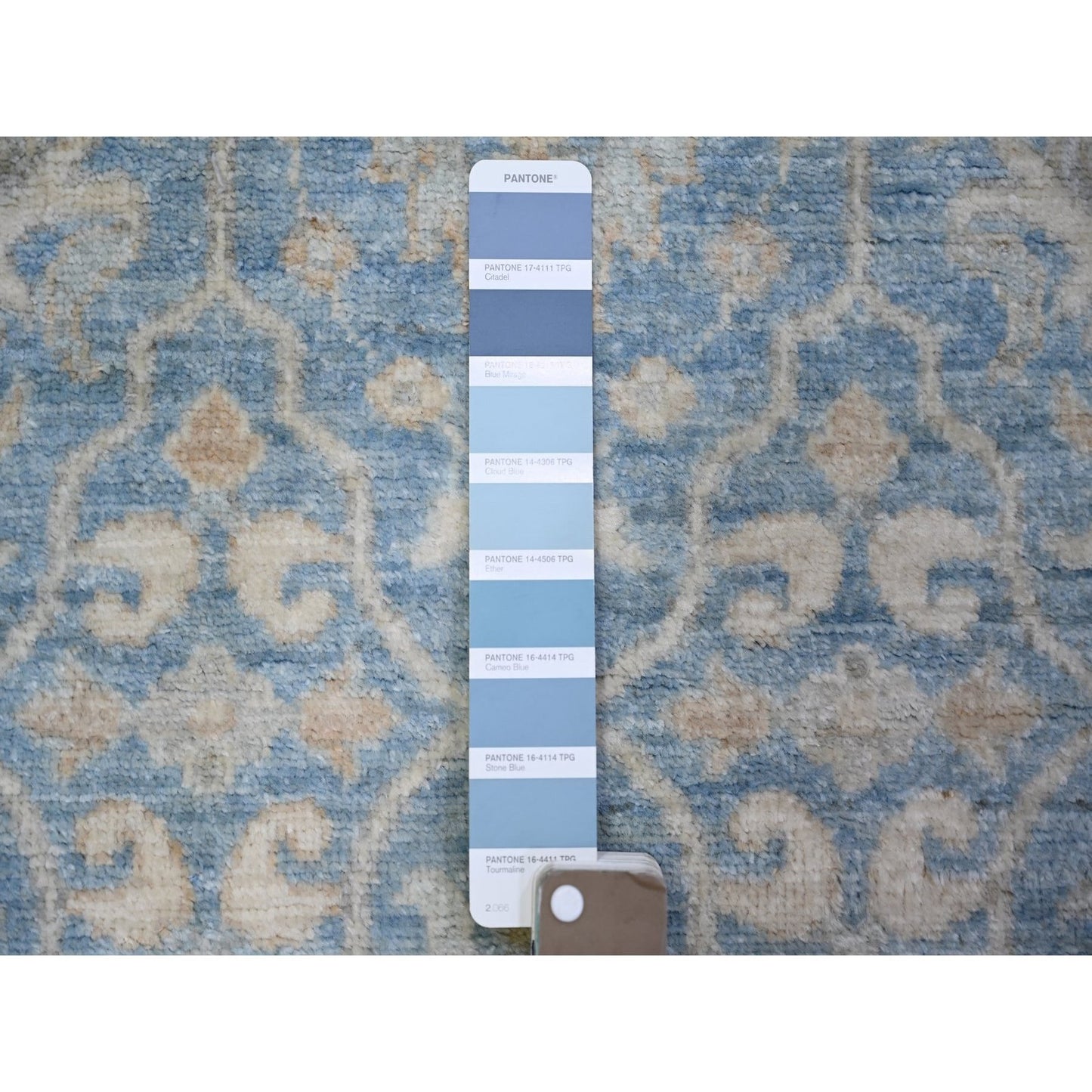 2'7"X9'8" Beau Blue Finer Peshawar Wool Hand Knotted Oriental Rug