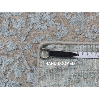 2'6"X12'1" Blue Zoroastrian Tree Design Hand Loomed Wool/Silk Runner Rug