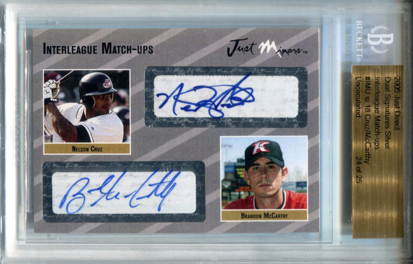 Nelson Cruz & Brandon Mccarthy Autographed 2005 Just Minors Card (Bvg)