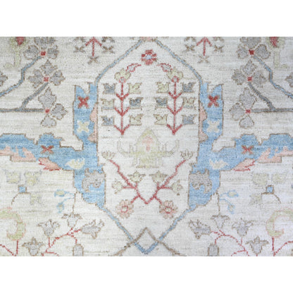 8'X8' White Ziegler Mahal Hand Knotted Pure Wool Round Oriental Rug