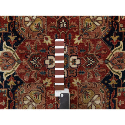 5'2"X7'2" Red Antiqued Heris Recreation New Zealand Wool Hand Knotted Rug