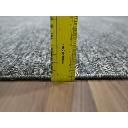 9'X12'2" Carbon Gray Kohinoor Herat Pattern Hand Knotted Soft Wool Rug