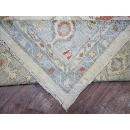 12'4"X15'3" Ivory, Afghan Angora Oushak, Wool Hand Knotted, Oversized Rug