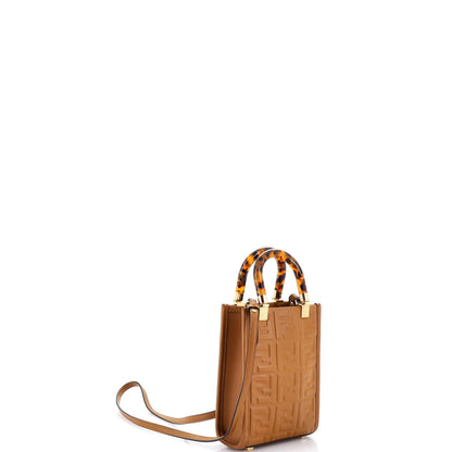 Fendi Sunshine Shopper Tote Zucca Embossed Leather Mini
