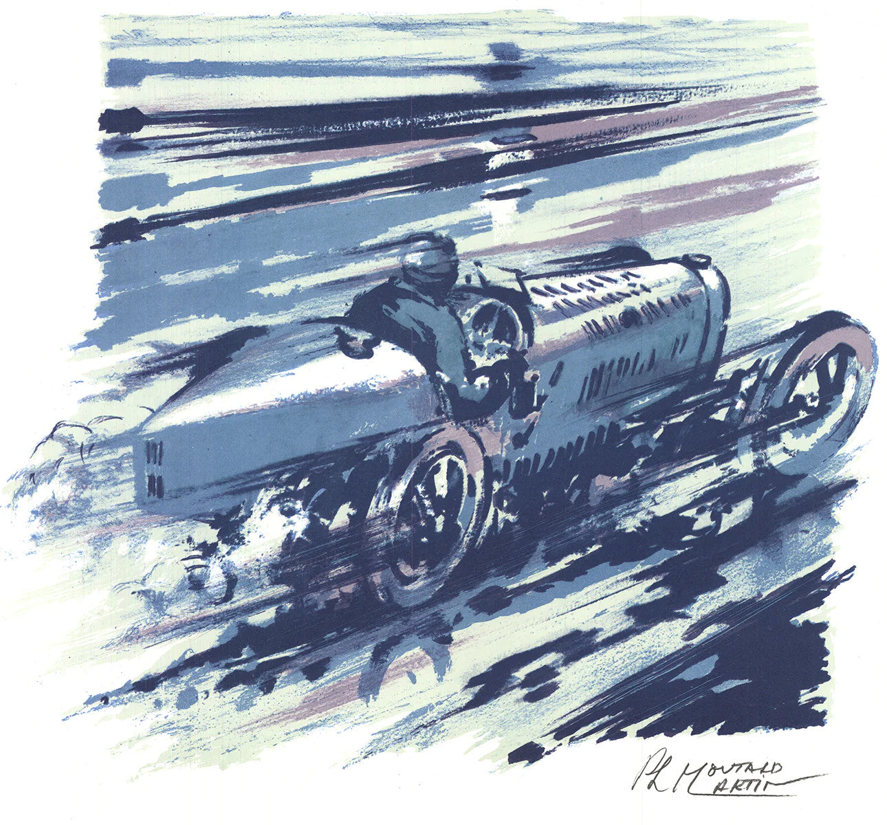 Philippe Moutard-Martin Bugatti 35 " Offset Lithograph Contemporary