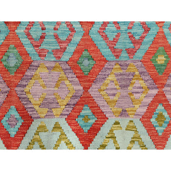 10'X16' Colorful Hand Woven Afghan Kilim Vibrant Wool Oversized Rug