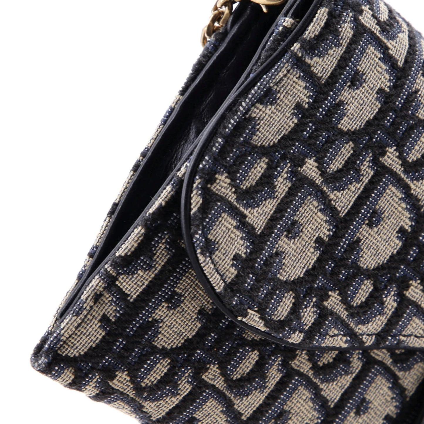 Christian Dior Saddle Chain Wallet Oblique Canvas