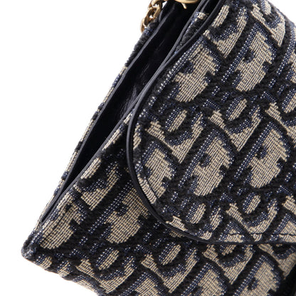 Christian Dior Saddle Chain Wallet Oblique Canvas