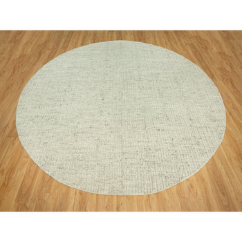 10'X10' Halo Gray Organic Wool Cord Plain Hand Woven Flat Weave Round Rug