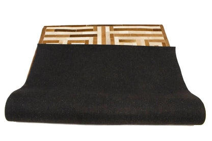 Handcrafted Brown Beige Cowhide Leather Rug