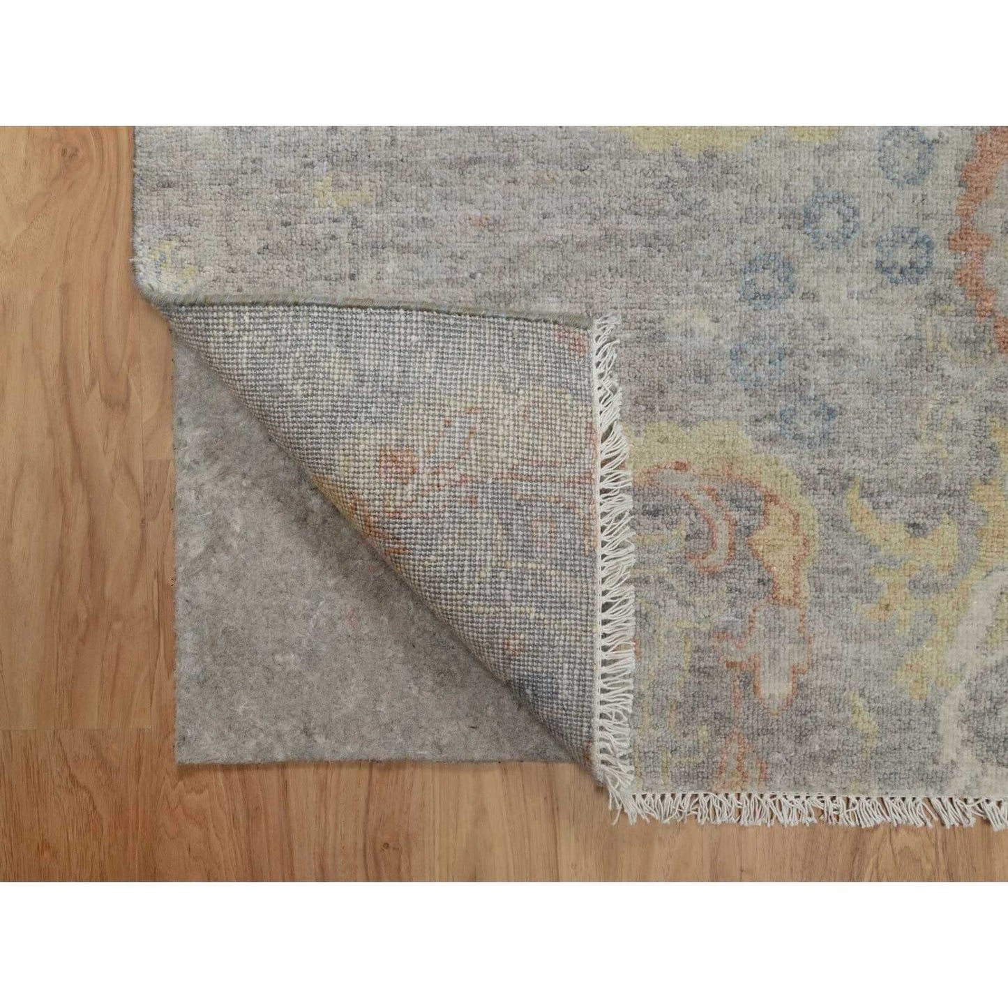 Rug 2'x3'1" Beige Broken Pattern with Oushak Design Hand Knotted Mat Wool