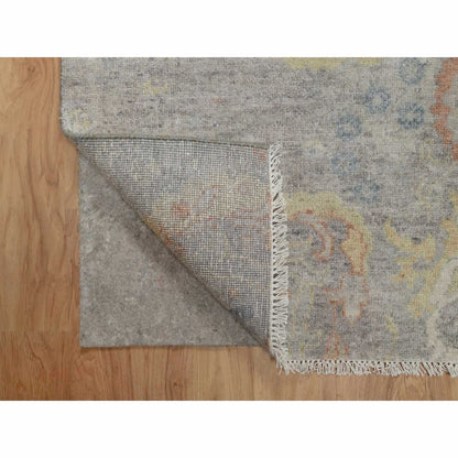 Rug 2'x3'1" Beige Broken Pattern with Oushak Design Hand Knotted Mat Wool