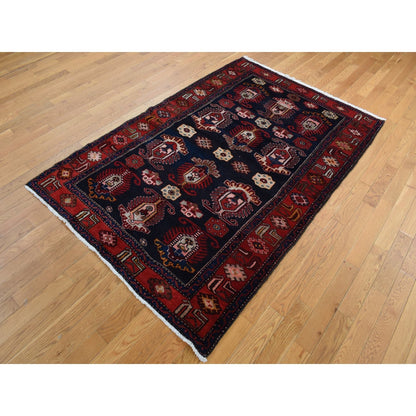 4'8"X7' Barn Red Zoroastrian Meleyir Hand Knotted Pure Wool Rug