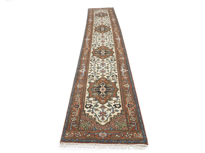 Oversized Heriz Serapi Floral Runner Hand-Knotted