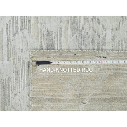 6'1"X6'2" Ivory Modern Design Undyed Natural Wool Hand Knotted Square Rug