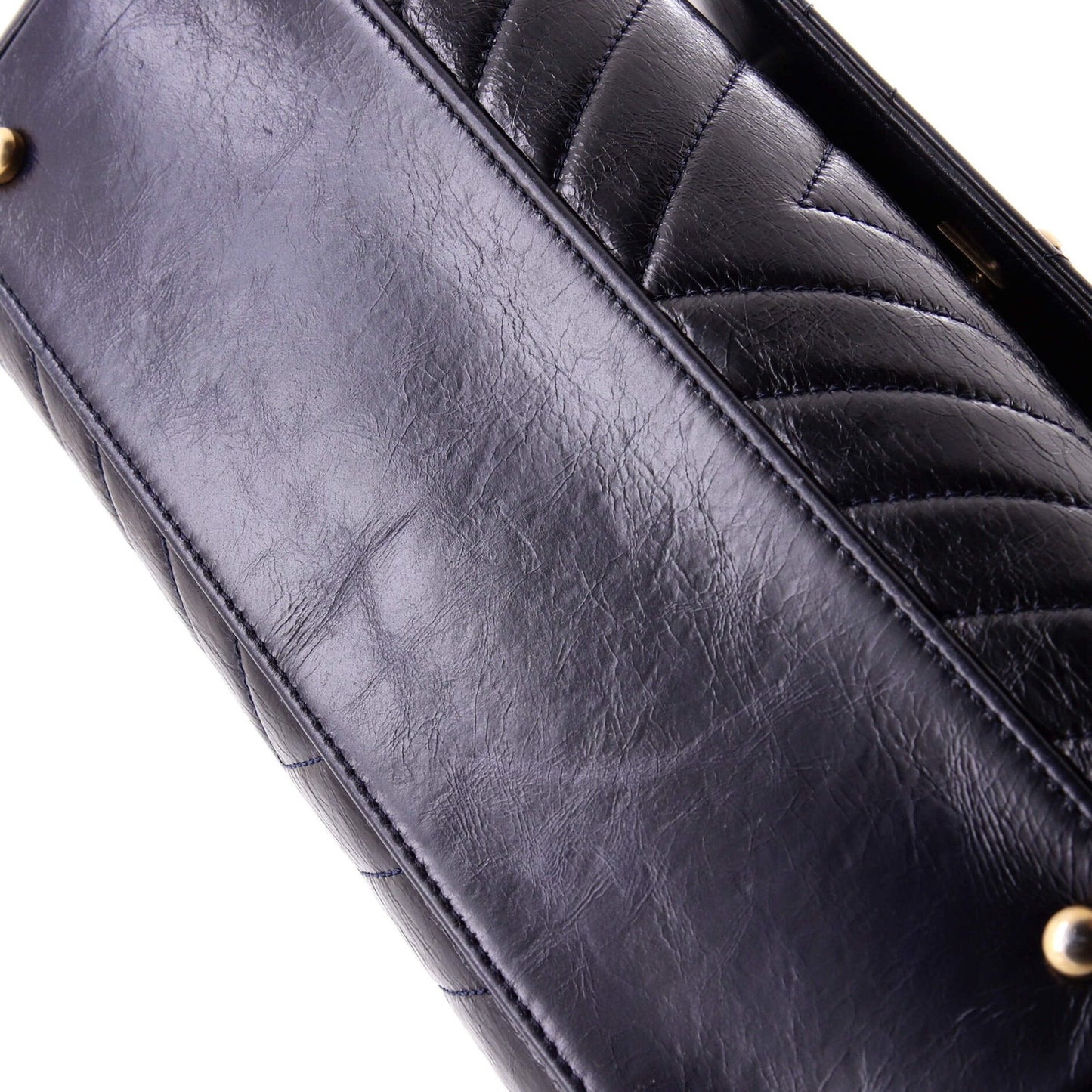 Chanel Coco Top Handle Bag Chevron Aged Calfskin Small