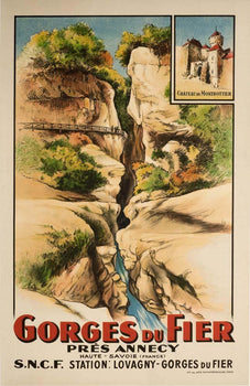 Gorges Du Fier Lake Annecy Sncf Original Vintage Poster 1950 Rare !!