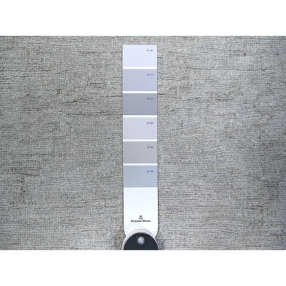 5'X6'9" Gray White Wash Peshawar Pure Wool Hand Knotted Rug