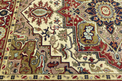 Handmade Scarlet Red Traditional Wool Heriz