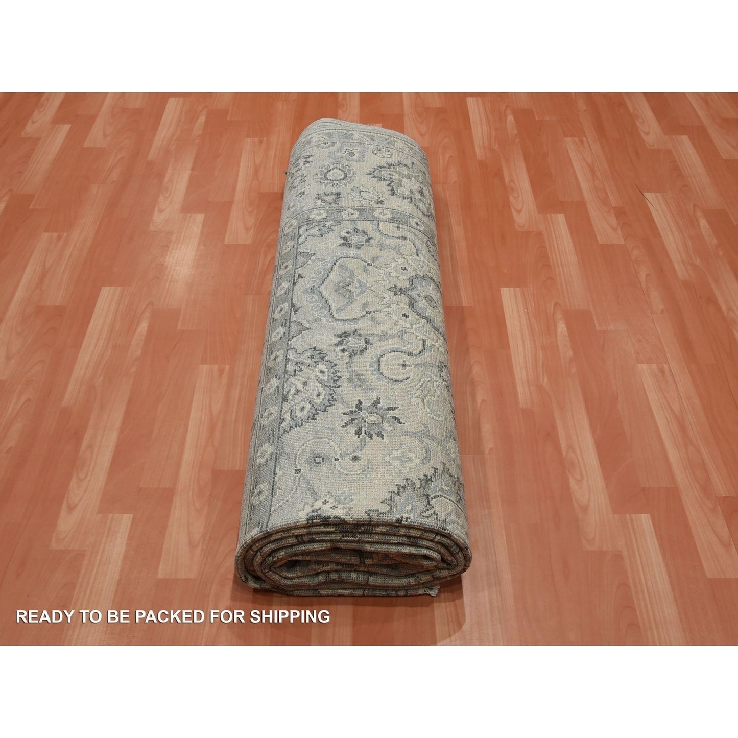8'6"X12' Oushak Design With Touches Of Gold Pure Silk Hand Knotted Rug