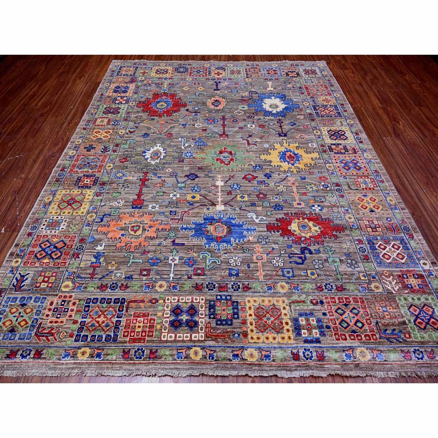 8'X9'10" Gray Aryana Collection Antique Mahal Design Oriental Rug