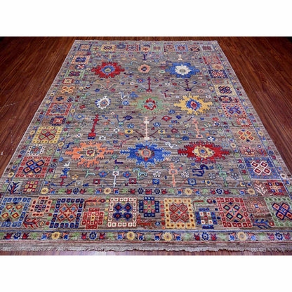8'X9'10" Gray Aryana Collection Antique Mahal Design Oriental Rug