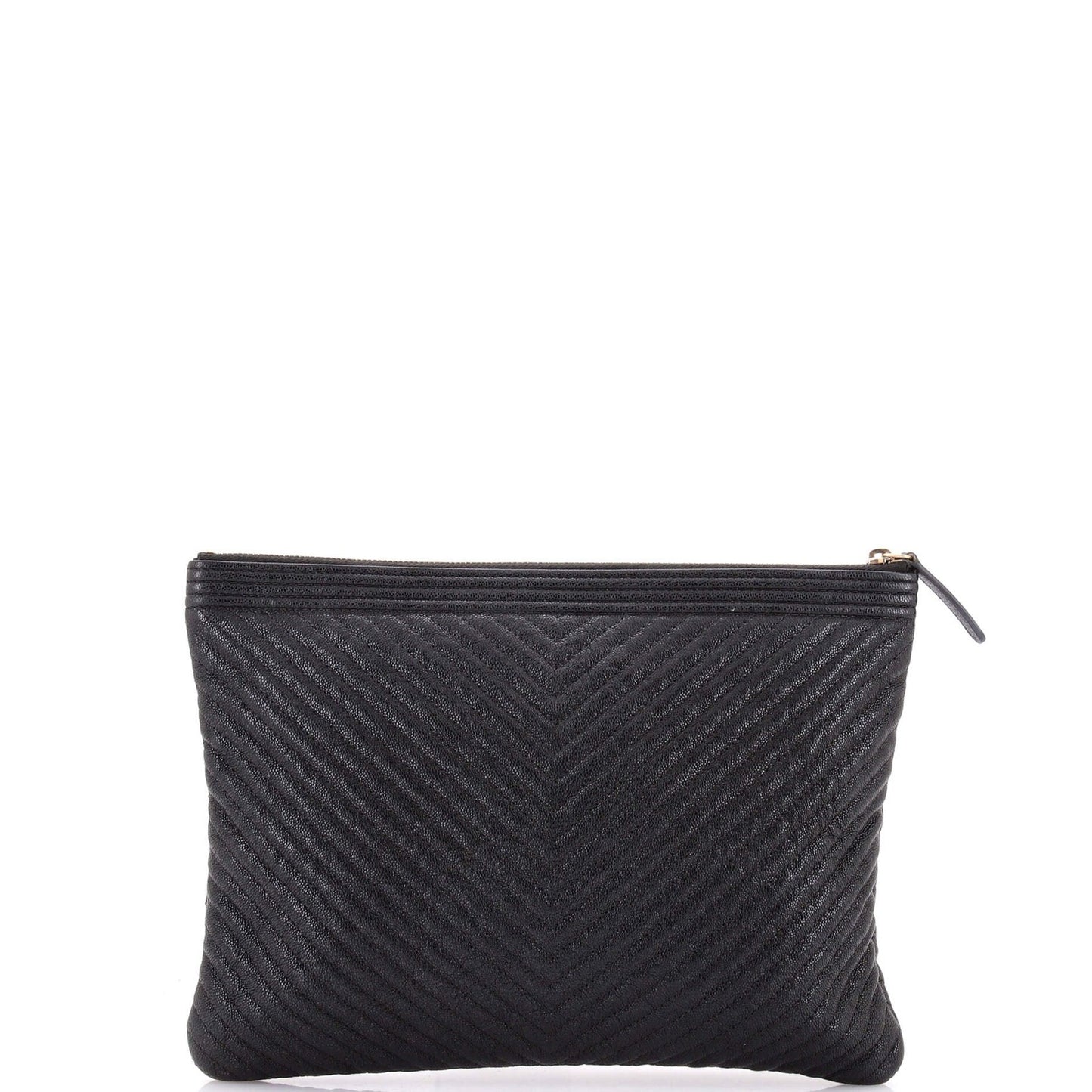 Chanel Boy O Case Clutch Chevron Caviar Medium