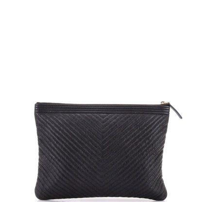 Chanel Boy O Case Clutch Chevron Caviar Medium