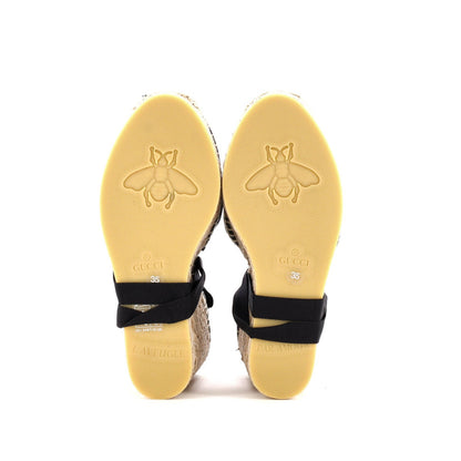 Gucci Women'S Gg Marmont Wedge Espadrilles Matelasse Leather