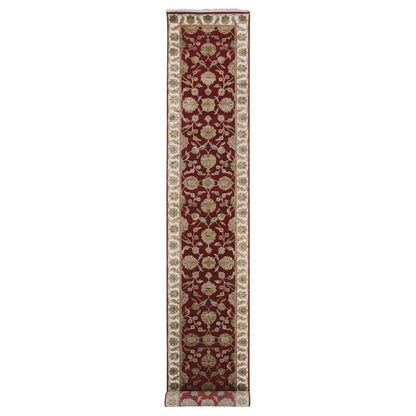 2'7"X16'4" Red Hand Knotted Wool And Silk Rajasthan Design Xl Runner Rug