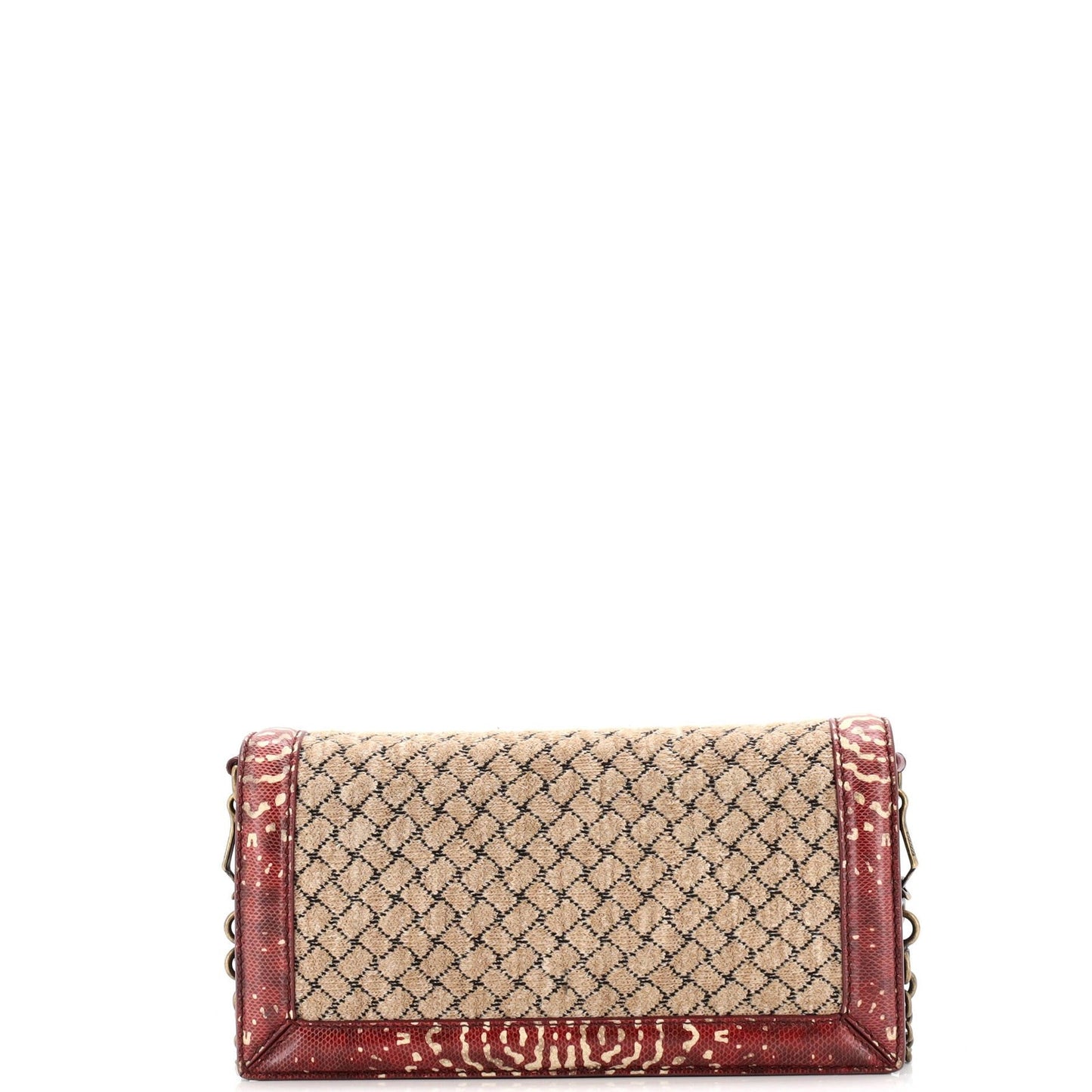 Bottega Veneta Olimpia Knot Chain Clutch Intrecciato Knit With Snakeskin Trim