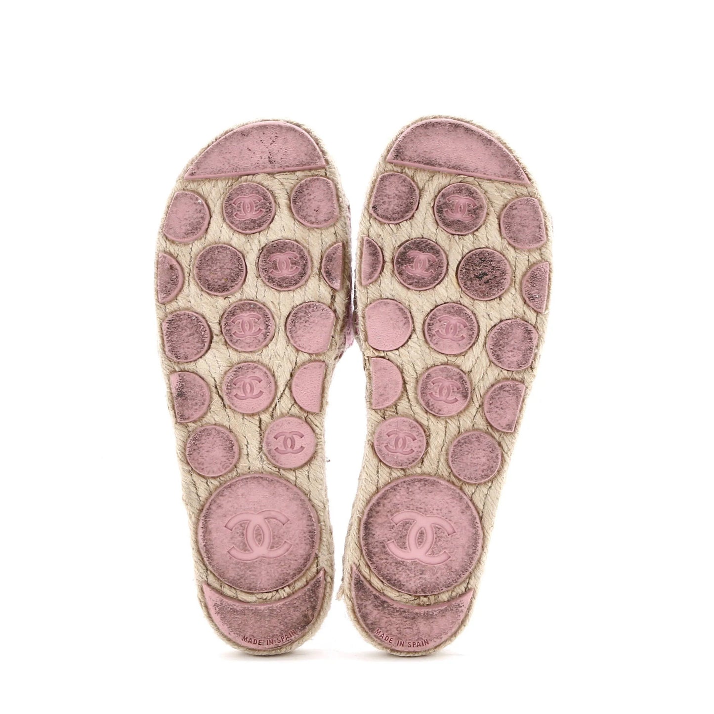 Chanel Women'S Cc Espadrille Slide Sandals Tweed