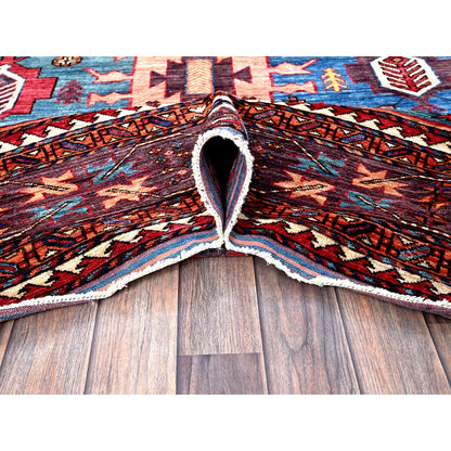 8'3"X10'6" Peach Afghan Caucasian Design Revival Hand Knotted Soft Wool Rug