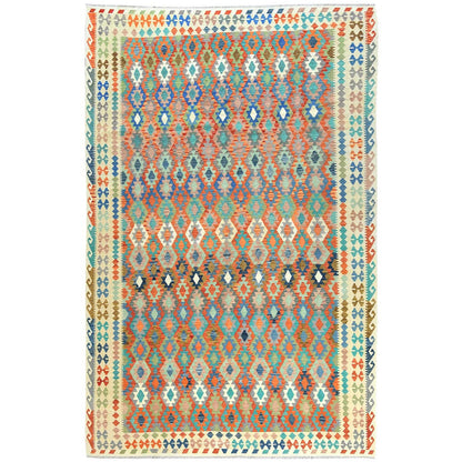 10'4"X16'1" Colorful Hand Woven Afghan Kilim Organic Wool Oversized Rug