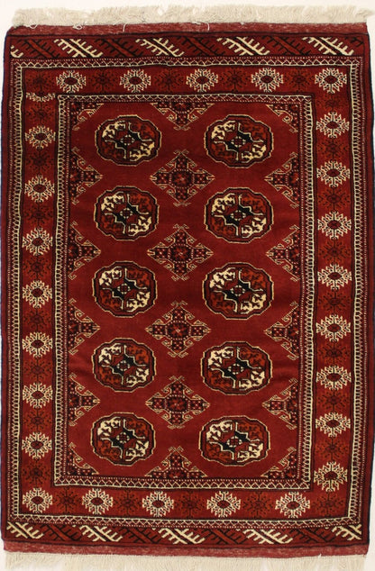 Hand-Knotted Red Tribal Wool Area Rug 3'5X5 ft