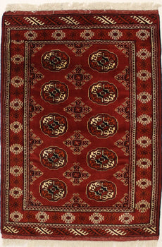 Hand-Knotted Red Tribal Wool Area Rug 3'5X5 ft