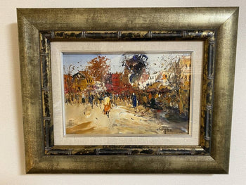 Luigi Cercua Original Oil Painting Paris Signed Canvas Knife Work W/ Frame