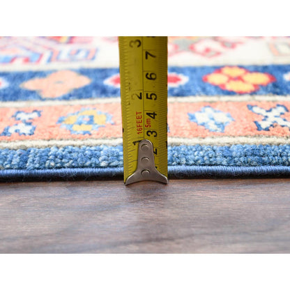 8'2"X10' Blue Hand Knotted Natural Dyes Wool Kazak Design Oriental Rug