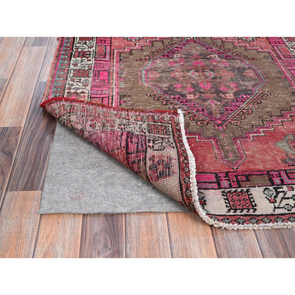 3'6"X10'9" Multicolored Soft Wool Zoroastrian Heris Runner Oriental Rug