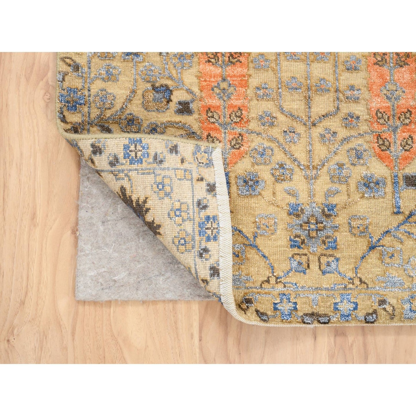 2'7"X6' Brown, Wool And Silk, Hand Knotted, Runner, Oriental, Rug